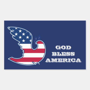 God Bless America. Patriotic Peace Dove Sticker