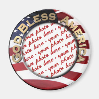 God Bless America Patriotic Photo Frame Magnet