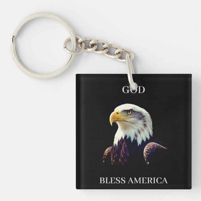 God Bless America – Patriotic Strength with  Proud Keychain (Front)