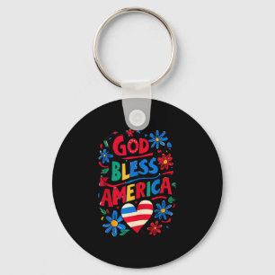 God Bless America Patriotic Usa Flag Christian 4th Keychain