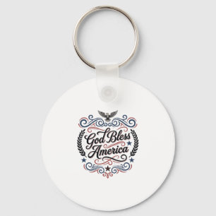 God Bless America Patriotic Vintage Eagle T-Shirt Keychain