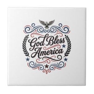 God Bless America Patriotic Vintage Eagle T-Shirt Tile