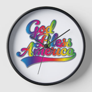 God Bless America Rainbow logo Clock