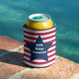 God Bless America Red White And Blue  Can Cooler