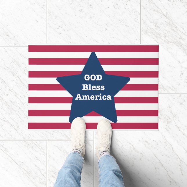 God Bless America Red White And Blue  Doormat (Indoor)