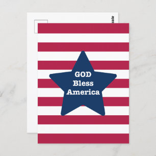 God Bless America Red White And Blue  Postcard