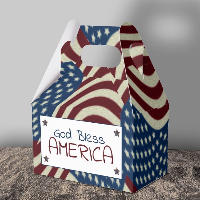 God Bless America Red White Blue Flags Favor Box (Creator Uploaded)