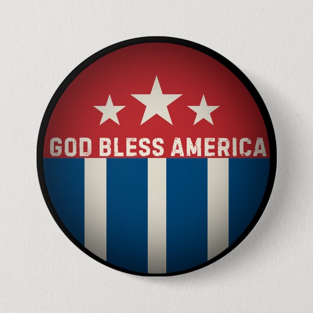 God Bless America Retro 3 Inch Round Button (Front)