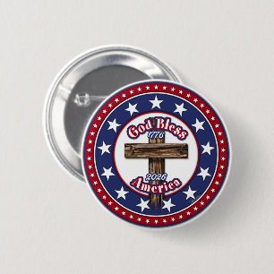 God Bless America Rugged Cross 1776-2026 2 Inch Round Button