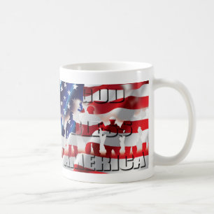 God Bless America Soldiers and the Flag Patriotic Coffee Mug