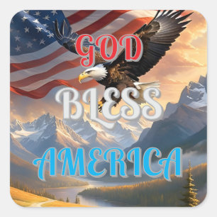 GOD BLESS AMERICA SQUARE STICKER