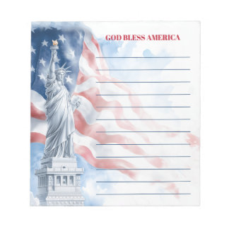God Bless America Statue of Liberty Lined Notepad
