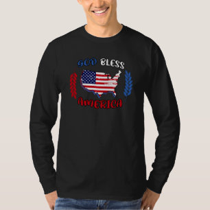 God Bless America Sunflower 4th Of July Usa T-Shirt
