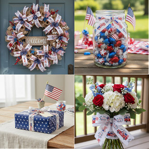 God bless America truck Grosgrain Ribbon
