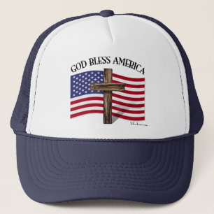 GOD BLESS AMERICA TRUCKER HAT