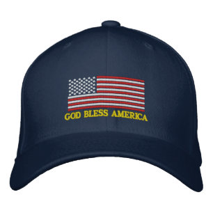 GOD BLESS AMERICA U.S. Flag Embroidered Hat