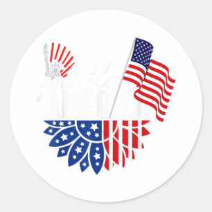 God Bless America Us Flag 4th Of July Independence Classic Round Sticker