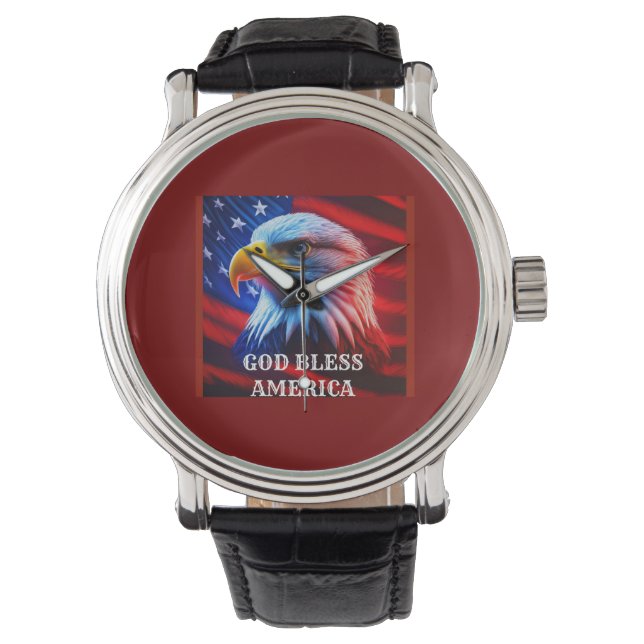 God Bless America US Flag Bald Eagle Watch (Front)