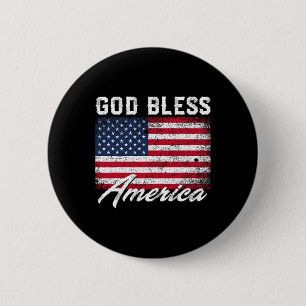 God Bless America Usa Flag 4th Of July Patriotic 2 Inch Round Button