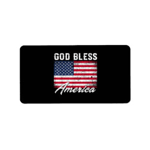 God Bless America USA Flag 4th of July Patriotic Label