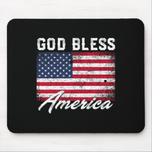 God Bless America Usa Flag 4th Of July Patriotic  Mouse Pad