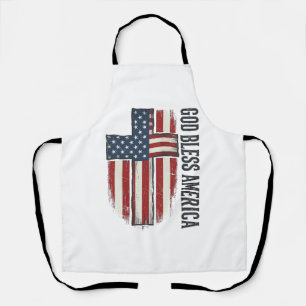 God Bless America Vintage Patriotic Cross Design_1 Apron