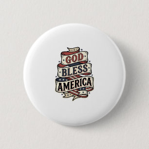 God Bless America Vintage Patriotic Vector Design_ 2 Inch Round Button