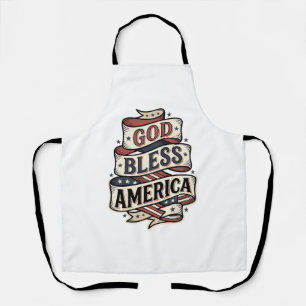 God Bless America Vintage Patriotic Vector Design_ Apron