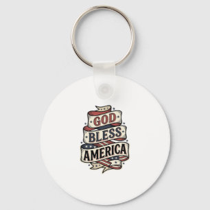 God Bless America Vintage Patriotic Vector Design_ Keychain