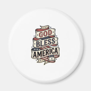God Bless America Vintage Patriotic Vector Design_ Magnet
