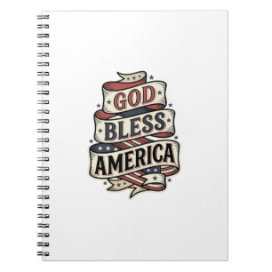 God Bless America Vintage Patriotic Vector Design_ Notebook