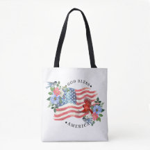 God Bless America Watercolor Flag/Flowers/Birds II