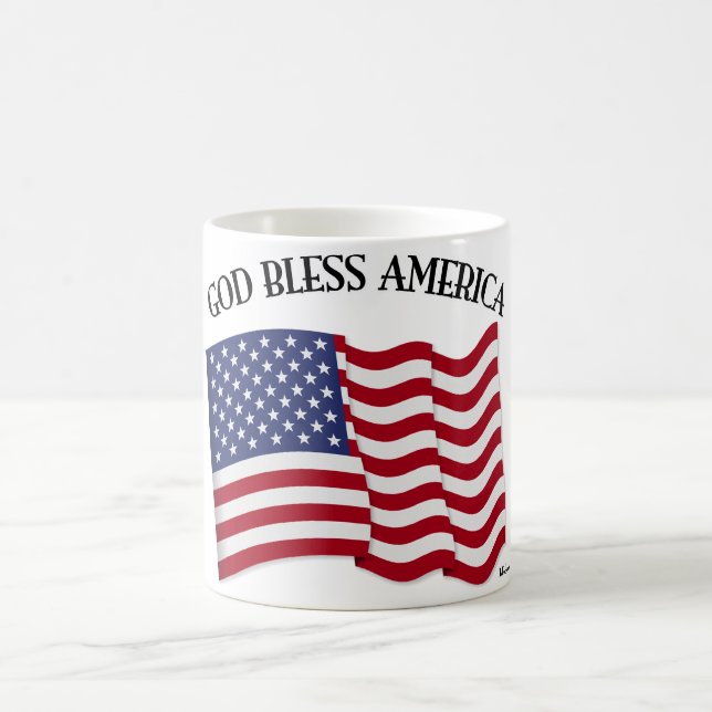 GOD BLESS AMERICA with US flag Coffee Mug (Center)