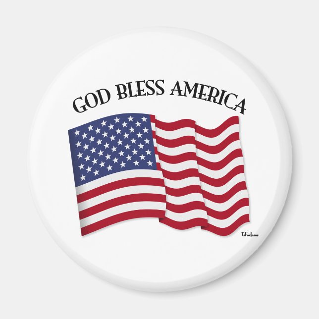 GOD BLESS AMERICA with US flag Magnet (Front)