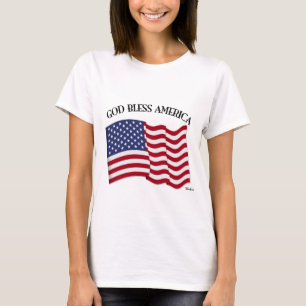 GOD BLESS AMERICA with US flag T-Shirt