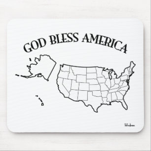 GOD BLESS AMERICA with US outline Mouse Pad