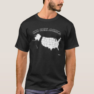 GOD BLESS AMERICA with US outline T-Shirt
