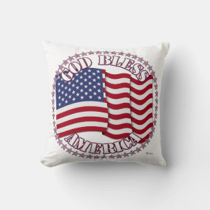 God Bless America With USA Flag 50 Stars Throw Pillow