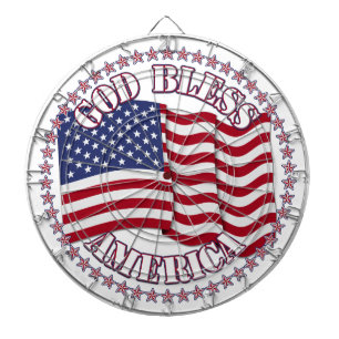 God Bless America With USA Flag And 50 Stars Dartboard