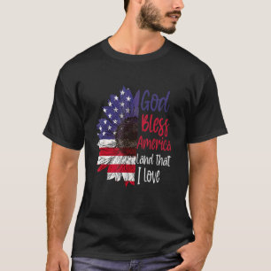 God Bless American Flag Sunflower Graphic 4th Of J T-Shirt