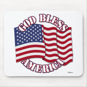 God Bless American with USA Flag Mouse Pad