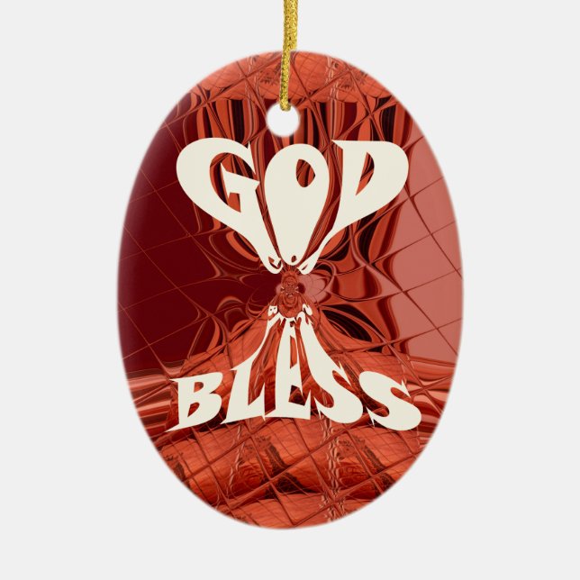 God Bless Art Print Ceramic Ornament (Front)
