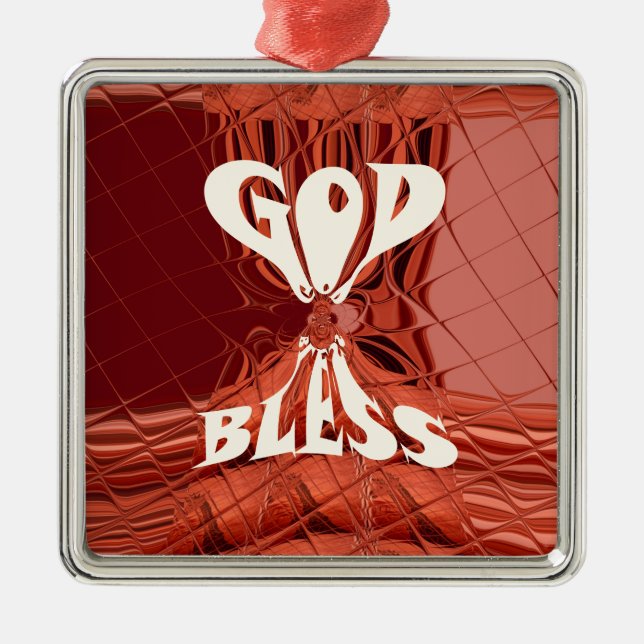 God Bless Art Print Metal Ornament (Front)