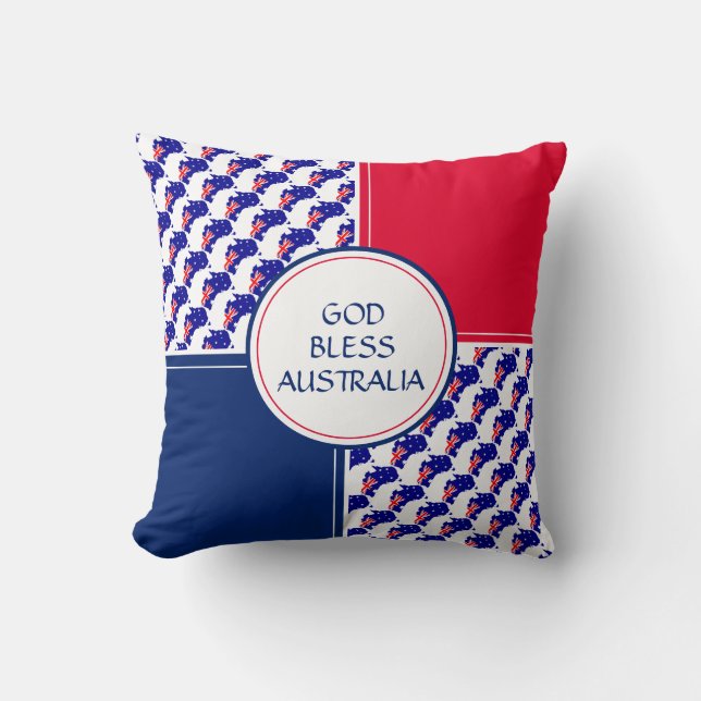 GOD BLESS AUSTRALIA Patriotic Australian Flag Throw Pillow (Front)
