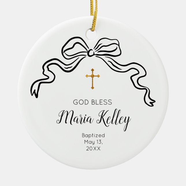 God Bless Baptism Christian Minimalist Gift Ceramic Ornament (Front)