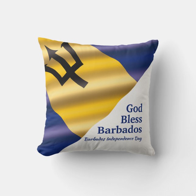 GOD BLESS BARBADOS Independence Day Customized Throw Pillow (Front)