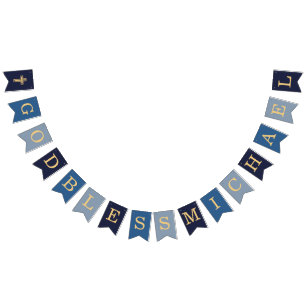God Bless Boy Blue 7 Letters Baptism Communion Bunting Flags