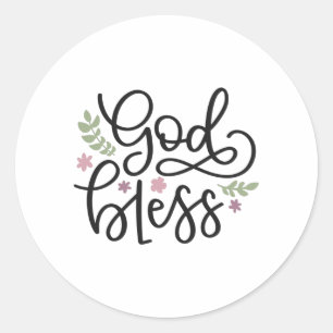 God bless classic round sticker