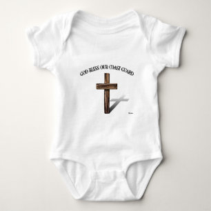 GOD BLESS COAST GUARD with rugged cross Baby Bodysuit