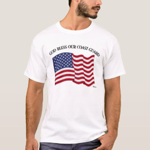 GOD BLESS COAST GUARD with & US flag T-Shirt